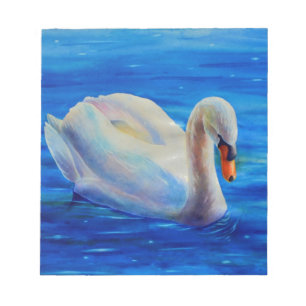 Elegantes weißes Schwan-Aquarellbild Notizblock