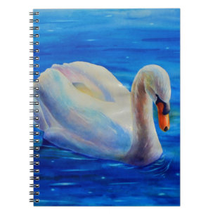Elegantes weißes Schwan-Aquarellbild Notizblock