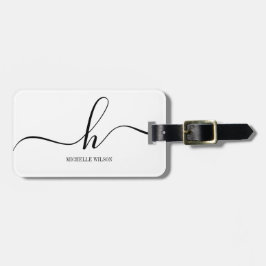 Elegantes weißes schwarzes Monogramm Initiale Schr Gepäckanhänger
