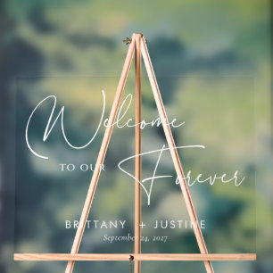 Elegantes weißes Skript Willkommen für immer Hochz Acrylschild