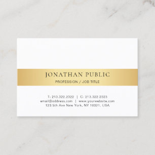 Elegantes, weißes Template in Gold Moderne Minima Visitenkarte