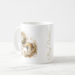 Elegantes weißes und goldenes Weihnachts-Einhorn Kaffeetasse