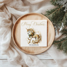 Elegantes weißes und goldenes Weihnachts-Einhorn