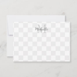 Elegantes weißes und graues Schachbrett personalis Mitteilungskarte