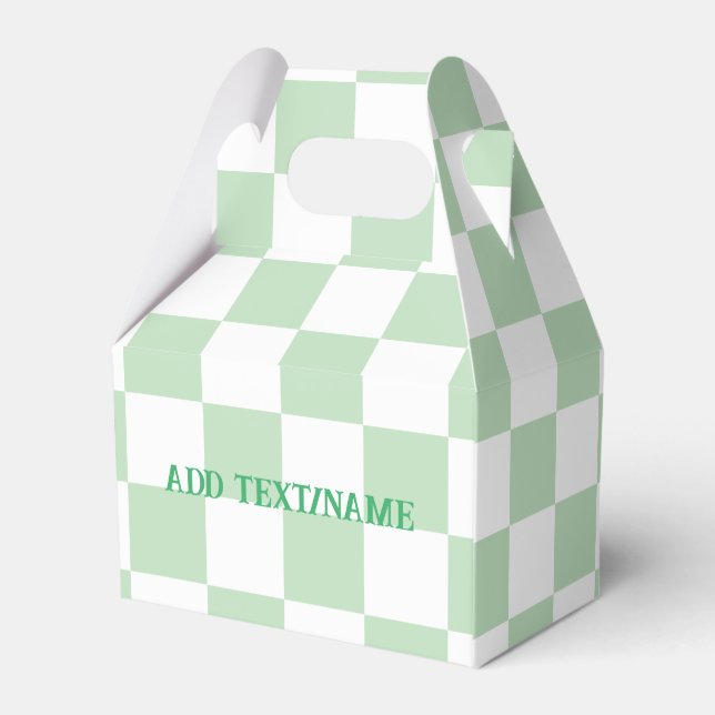 Elegantes weißes und pastellgrünes Karton Geschenkschachtel (Rückseite)