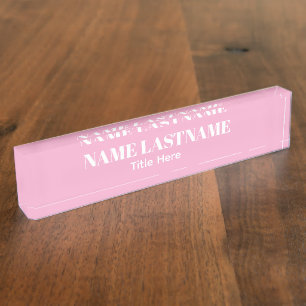 Elegantes weißes und rosa benutzerdefiniertes Name Namensplakette