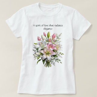 Elegantes weißes und rosa Lilienblumenstrauß-T-Shi T-Shirt