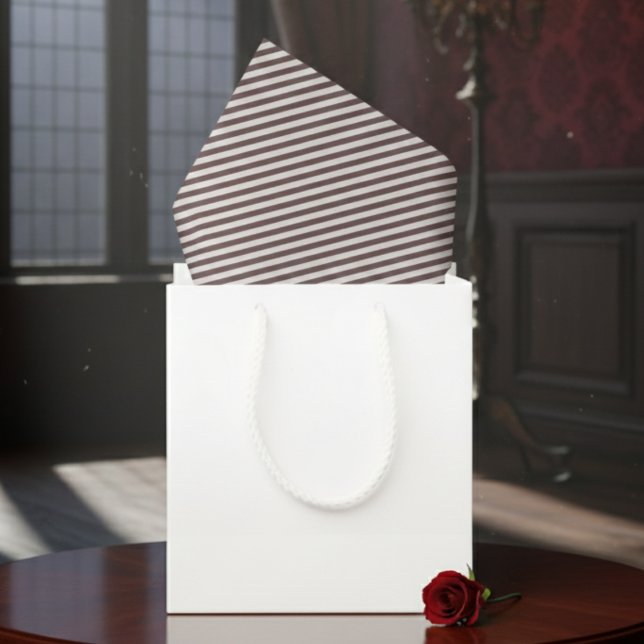 Elegantes, weißes und schwarzes Pflaumengestreif Seidenpapier (Classic Dark Gothic Striped Tissue Paper. Elegant Retro White and Plum Stripes Geometric Pattern)