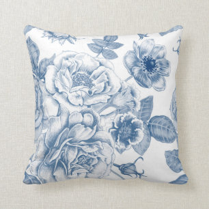 Elegantes, weißes Vintages Blumenkissen Kissen