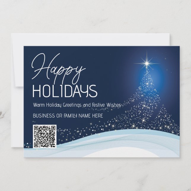 Elegantes weißes Weihnachtssternengeschäft Feiertagskarte (Vorderseite)