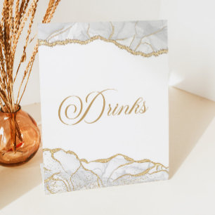 Elegantes Weißgold-Achat-Partygetränke Sockelschild