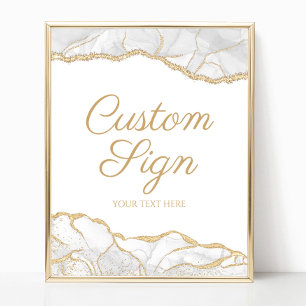 Elegantes Weißgold-Achat-Schild mit individuellem Poster