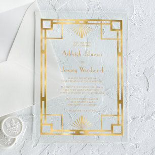 Elegantes Weißgold Geo Vintage 1920er Jahre Deco H Acryleinladungen