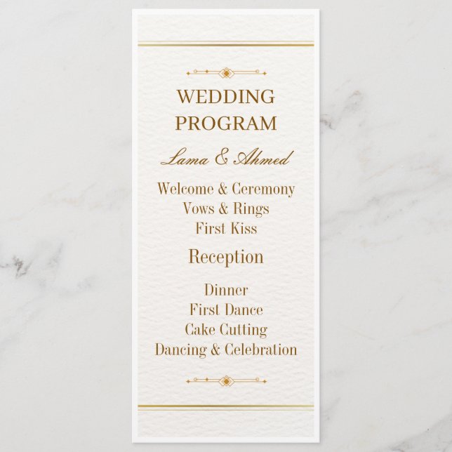 Elegantes Weißgold-Hochzeitsprogramm | Luxushochze Programm (Vorderseite)