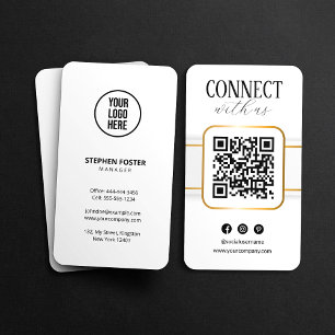 Elegantes Weißgold - Verbinde dich mit uns QR-Code Visitenkarte