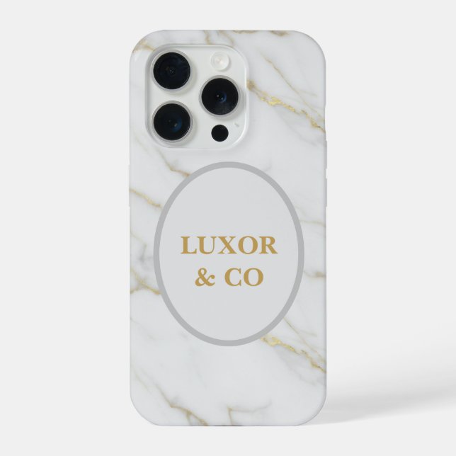 Elegantes Weißmarmor & Goldadern iPhone 16 Pro  Hülle (Rückseite)