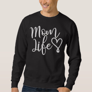Elegantes Weißschrift-Mutter-Leben-Herz Sweatshirt