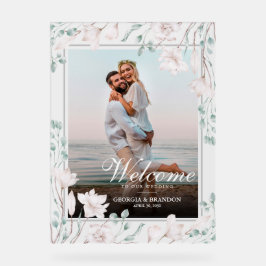 Elegantes Welcome Wedding Foto Magnolia Acrylschild