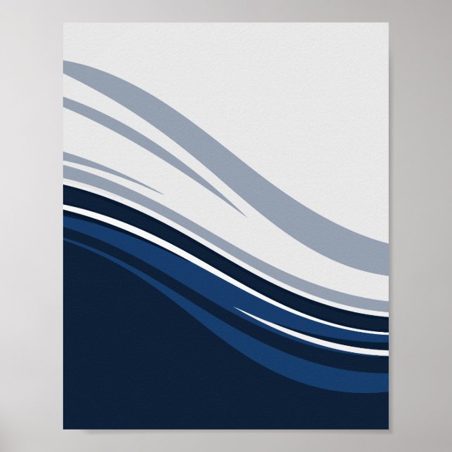 Elegantes Wellendesign in Blau und Grau Poster (Vorne)