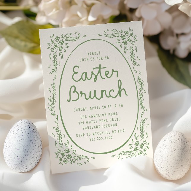 Elegantes Whimsical Green Oaster Brunch Einladung (Von Creator hochgeladen)