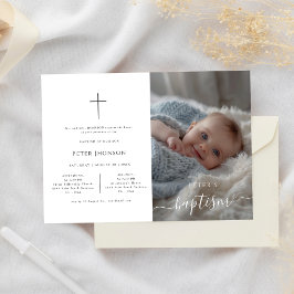 Elegantes Whimsy-Kalligrafie Formal Baptism-Foto Einladung