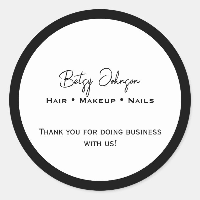 Elegantes White and Black Business Vielen Dank Sti Runder Aufkleber (Vorderseite)