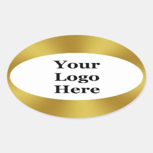 Elegantes White and Gold Logo hier Vorlage Ovaler Aufkleber