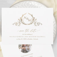 Elegantes White and Gold Monogram Wedding Foto