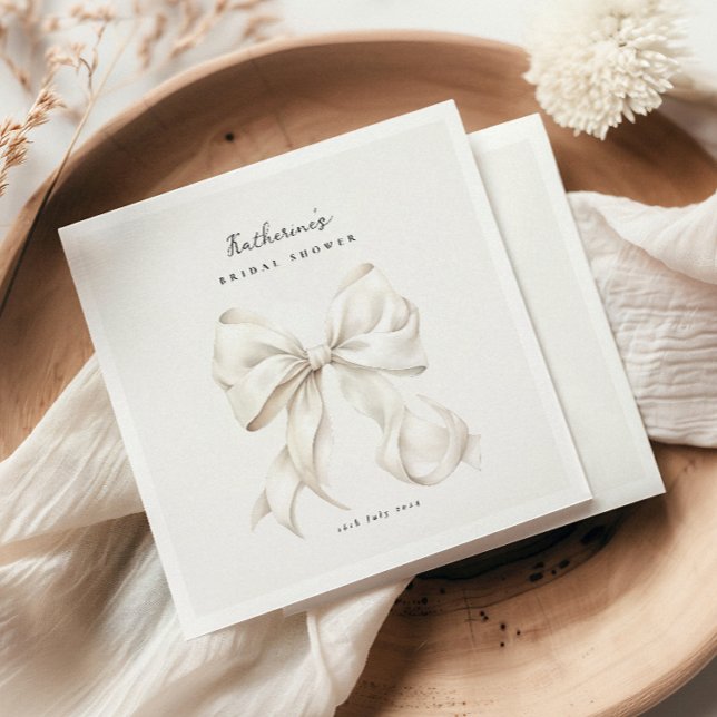 Elegantes White Bow Brautparty Serviette (Von Creator hochgeladen)