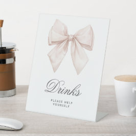 Elegantes White Bow Duwer Drinks signieren Sockelschild
