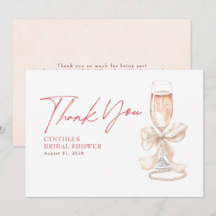 Elegantes White Bow Prosecco Brautparty Vielen Dan Dankeskarte