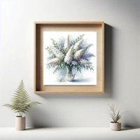 Elegantes White Buddleia Floral Bouquet Art Patter