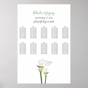Elegantes White Calla Lilies Hochzeitsdiagramm Poster