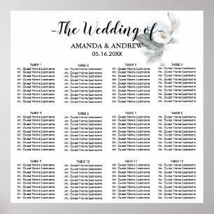 Elegantes White Calla Lily Wedding Seating Chart Poster