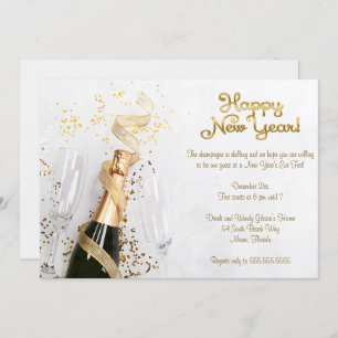 Elegantes White Champagne Silvester Party Einladung
