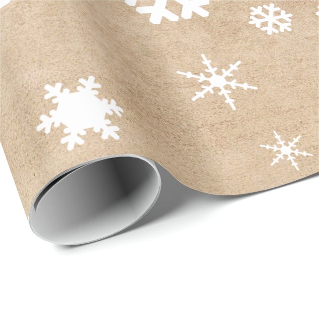 Elegantes White Christmas Snowflake Muster Geschenkpapier (Rolleneckpunkt)