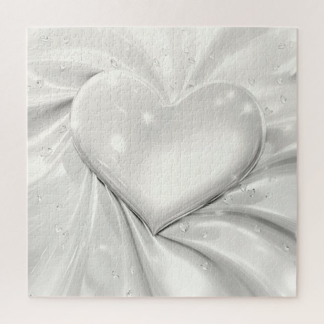 Elegantes White Cream Heart Jigsaw Puzzle (Vertikal)
