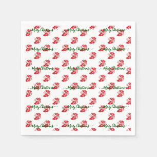 Elegantes White Custom Christmas Holly Paper Serviette