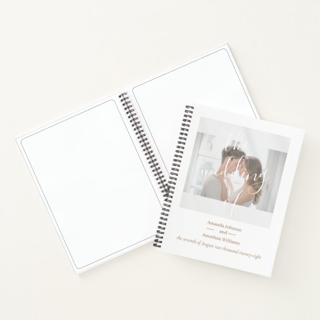 Elegantes White Custom Foto Wedding Guest Book Notizbuch (Innenseite)