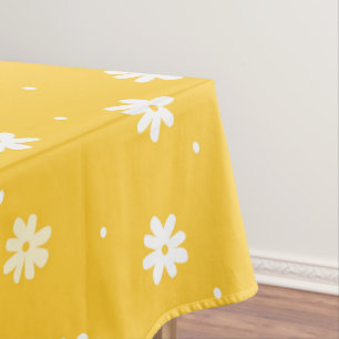 Elegantes White Daisy Blume Sonniges Gelbes Brunch Tischdecke