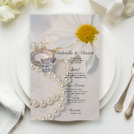 Elegantes White Daisy Blume Wedding Menu