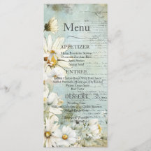 Elegantes White Daisy Wedding Menu