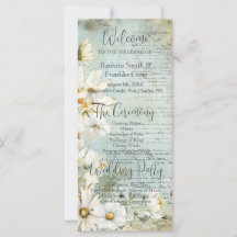 Elegantes White Daisy Wedding Programm
