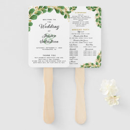 Elegantes White Emerald Eucalyptus Wedding Program Fächer