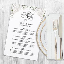 Elegantes White Floral Wedding Menu