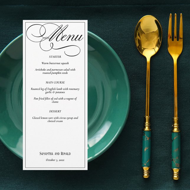 Elegantes White Formal Wedding Menu Einladung (Von Creator hochgeladen)