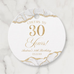 Elegantes White Gold Agate 30. Geburtstag Party Geschenkanhänger