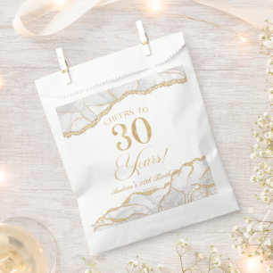 Elegantes White Gold Agate 30. Geburtstag Party Geschenktütchen