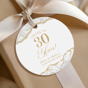 Elegantes White Gold Agate 30-jähriges Party Geschenkanhänger