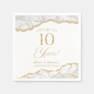 Elegantes White Gold Agate Party zum 10. Jubiläum Serviette